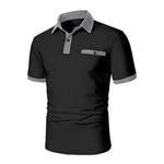 Men's Button Down Colorblock Sports Short Sleeve  Polo Shirt