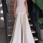 Margovil Strapless Patchwork Flare Gown Maxi Party Dress