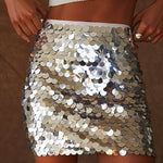 Margovil Elastic Waist Sequin Bodycon Mini Skirt