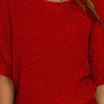 Margovil Round Neck 3/4 Sleeves Basic Knitting Sweater