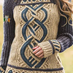 Women'S Contrast Celtic Knot Irish Shamrock Sweater