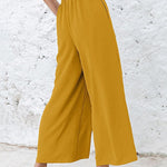 Simple Wide Leg Loose Elasticity Casual Pants Bottoms