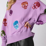 Halloween Skull Sequined Loose Casual Sweatshirt
