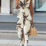 Sleeveless Dress with Tropical Pineapple Print