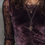 Velvet And Lace Gothic Sheer-Sleeve Top