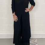 Slit Long Top Trousers Set