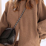 Lamb velvet balloon sleeve casual loose jacket