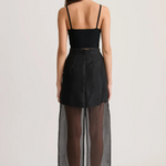 Embraces Modern Sheer Organza Pocket Oversized Tank and High Rise Slit Midi Skirt Set