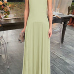 Margovil Strapless Tube Patchwork Pleated Maxi Dress