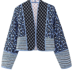 Printed Reversible Quilted Cardigan Jacket with Color Matching Small Cotton-padded Jacket