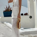 Santorini Dream Unique Lace Elastic Waist Wide Leg Pants