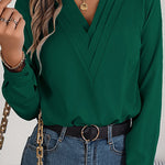 Elegant Layered V-neck Long-sleeved Casual Shirt