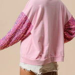 Christmas Casual Loose Round Neck Sequined Sleeve Sweatshirt