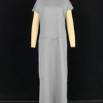 Loose Short Sleeves Solid Color Split-Joint High Neck Maxi Dresses