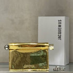 Mini clutch bag with metallic hardware