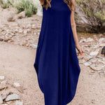 Off-Shoulder Casual Comfort Halter Neck Long Pocket Dress
