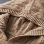 PURE CASHMERE CABLE KNIT HOODIE