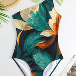 Margovil Bow One Shoulder One-piece Swimsuit Ruffle Cover Up Skirt Printed Set
