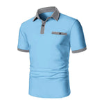 Men's Button Down Colorblock Sports Short Sleeve  Polo Shirt