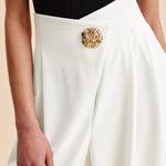 High Waisted Loose Buttoned Pleated Solid Color Pants Trousers