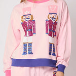 Christmas Soldier Sequined Leisure Sweatshirt and Elastic Waist Loose Pocket Pants Set