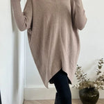 Perfect Winter Walks Knit Turtleneck High-low Hem Loose Midi Sweater