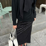 High Waist Sparkle Floor Length Sequin Skirt