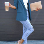 Margovil Classic Single Button Back Slit Pocketed Blazer