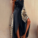 Wrap V Neck Tie Shoulder Slit Irregular Cami Jumpsuit