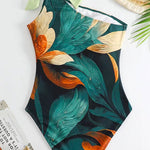 Margovil Bow One Shoulder One-piece Swimsuit Ruffle Cover Up Skirt Printed Set