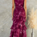 Sleeveless Ruffle Hem Tie Dye Maxi Dress
