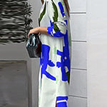 Loose Wrap Buttoned Contrast Color Pockets Printed Split-Side Shirt Dress