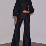 High Waisted Wide Leg Pockets Solid Color Jean Pants Bottoms