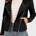 Timeless Suede Cropped Biker Jacket