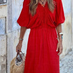 V-neck Ruffled Loose Maxi Dress