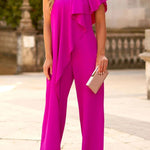 Fashion Diary Ruffle Design One Shoulder Formal Jumpsuit