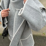 Scarf-Neckline Felt Woolen Coat