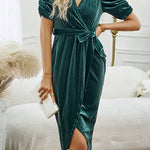 Elegant V-neck high-waist dress
