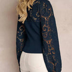 Lace stitching high-end temperament intellectual style hollow long sleeves