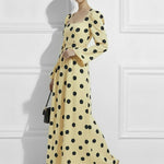 High Waisted Polka Dot Square-Neck Maxi Evening Dresses