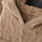 PURE CASHMERE CABLE KNIT HOODIE