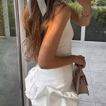 Margovil Backless Ruffle Hem Bodycon Mini Cami Dress