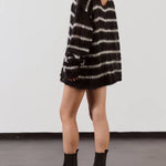 Time for Warmer Layers Fluffy Stripes Relaxed Knit Sweater