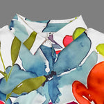 Long Sleeves Loose Buttoned Flower Print Lapel Maxi Dresses Shirt Dress
