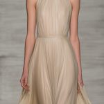 Women's Elegant Apricot-colored Round-neck Sleeveless Chiffon And Organza Long Dress