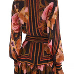 Vintage floral striped waist shirt dress