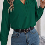 Elegant Layered V-neck Long-sleeved Casual Shirt