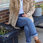 Khaki Vintage Distressed Mineral Wash Oversized Shacket