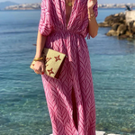 Printed Drawstring Design Kimono Beach Maxi Dress