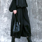 Stylish Black Solid Color High Waisted Wide Leg Pants